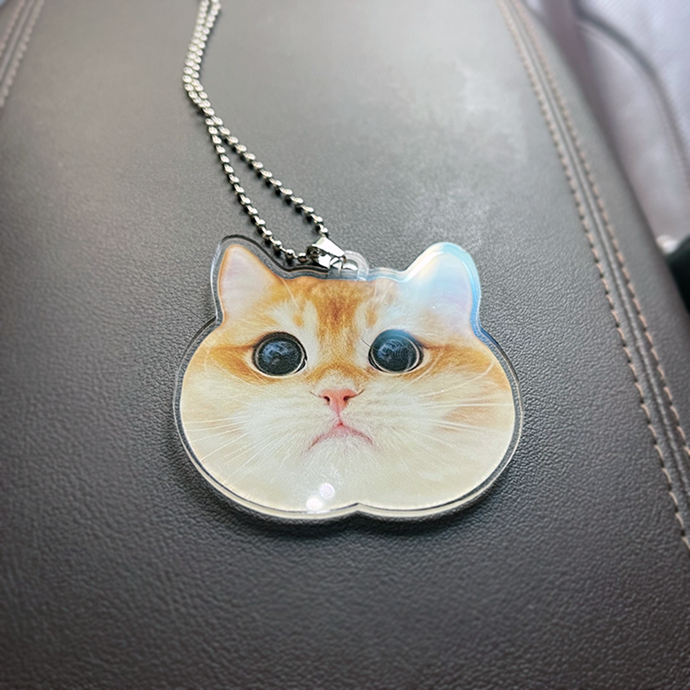 Custom Crop Face Car Ornament – Personalized Pet Acrylic Decoration for Dog &amp; Cat Lovers