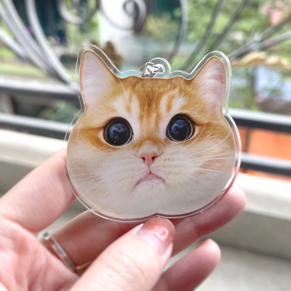 Custom Crop Face Car Ornament – Personalized Pet Acrylic Decoration for Dog &amp; Cat Lovers