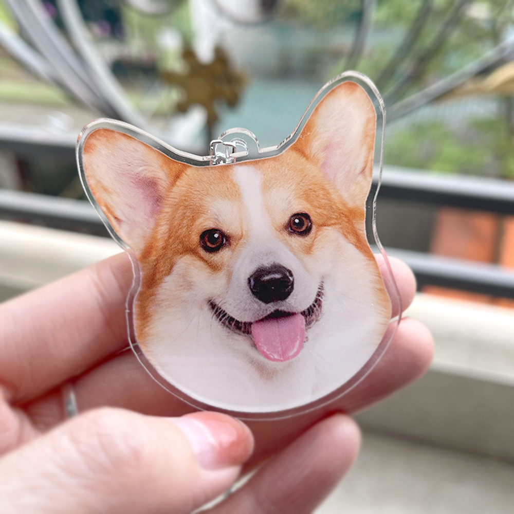 Custom Crop Face Car Ornament – Personalized Pet Acrylic Decoration for Dog &amp; Cat Lovers