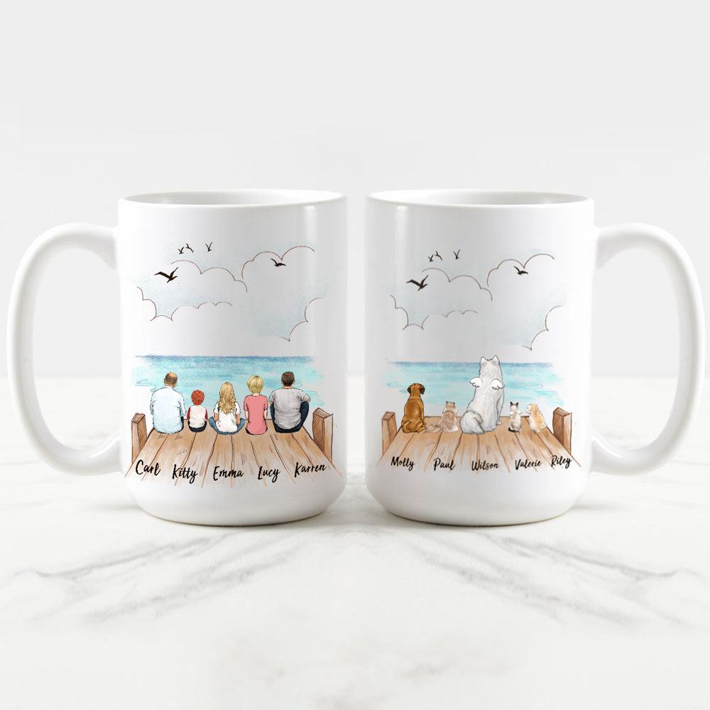 15 OZ Personalized Family and Dog Cat Coffee Mug- Family mugs 