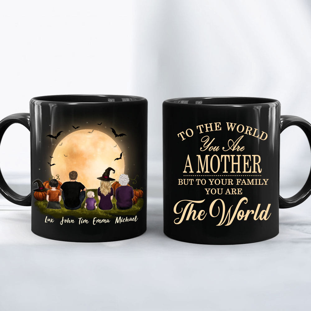 Personalized gifts for the whole family Halloween Coffee Mug - UP TO 5 PEOPLE - CUSTOM MESSAGE - 2426