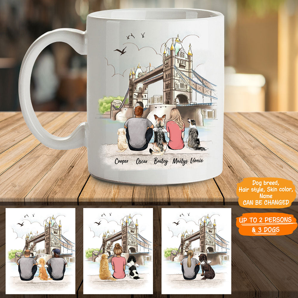 Personalized custom dog & couple coffee mug CN Tower - 2338