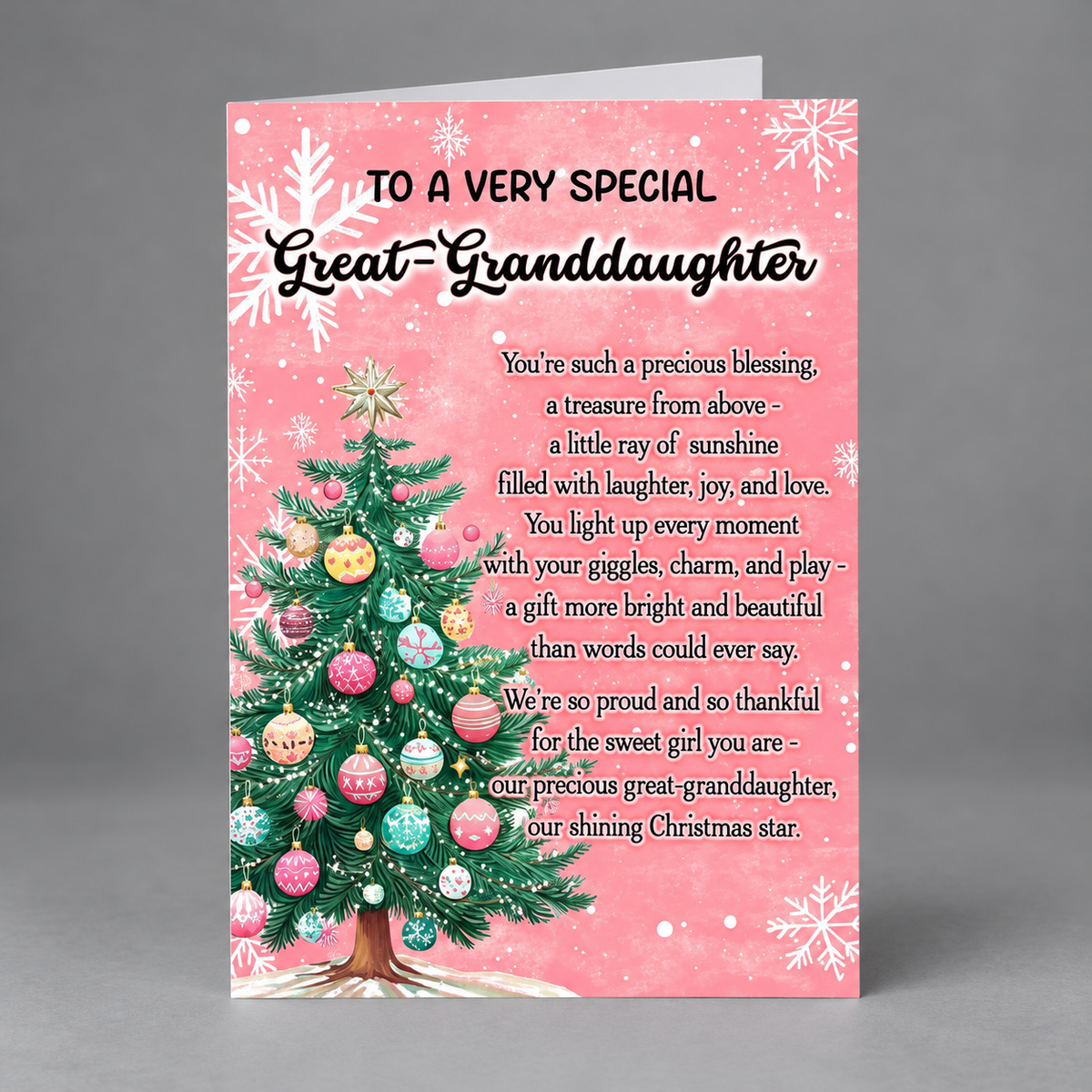 Christmas Card for Great-Granddaughter with Envelope – Thoughtful Holiday Greeting Featuring a Heartfelt Festive Message