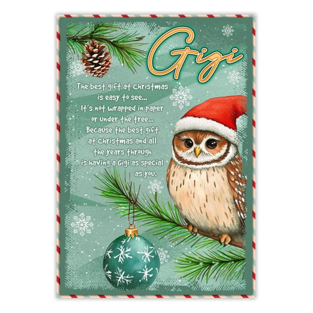Christmas Card for Gigi with Envelope – Cute Grandma Keepsake Featuring a Heartfelt Holiday Message