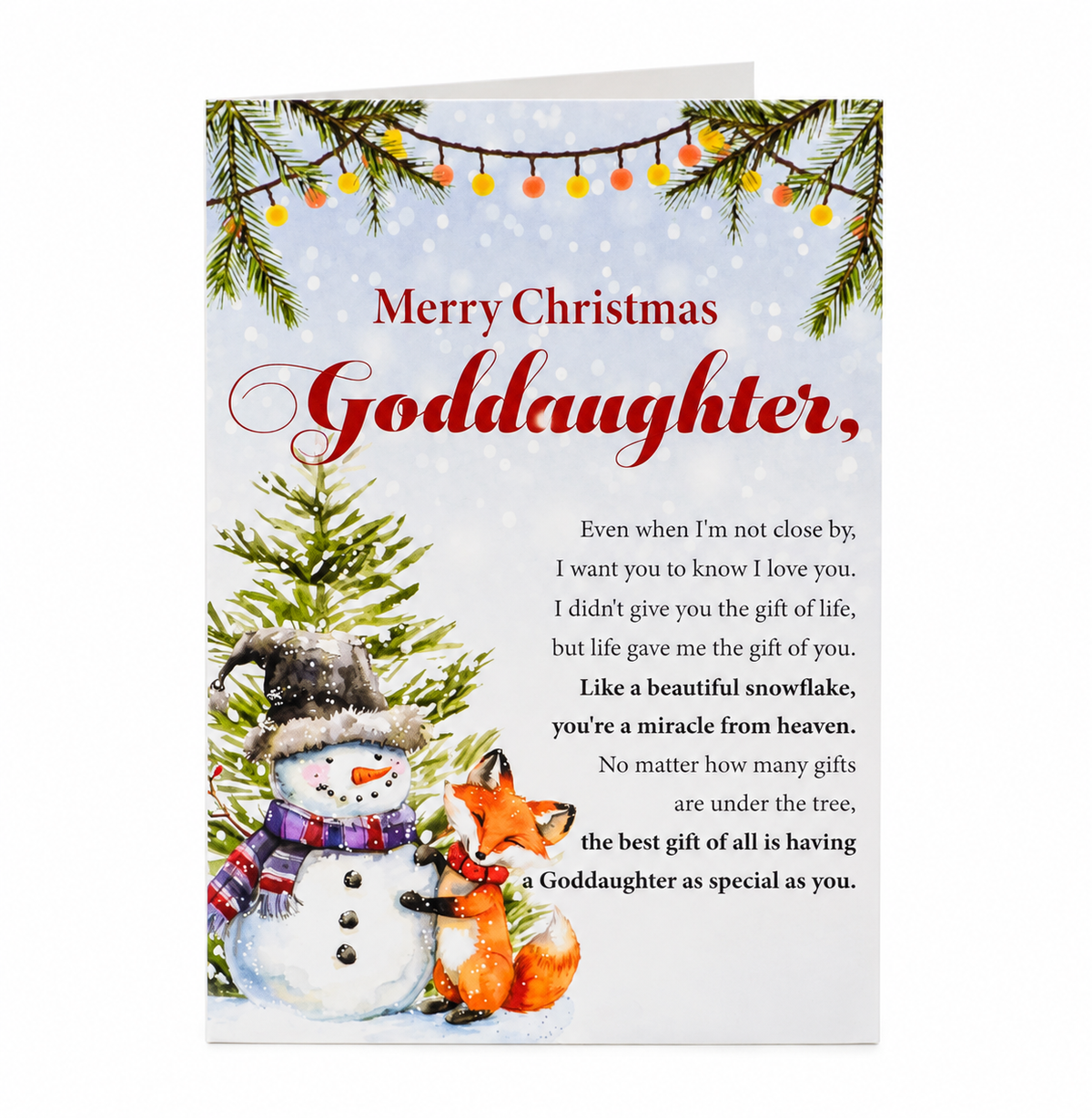 Christmas Card for Goddaughter with Envelope and Seal – Loving Holiday Greeting to Celebrate Your Special Bond