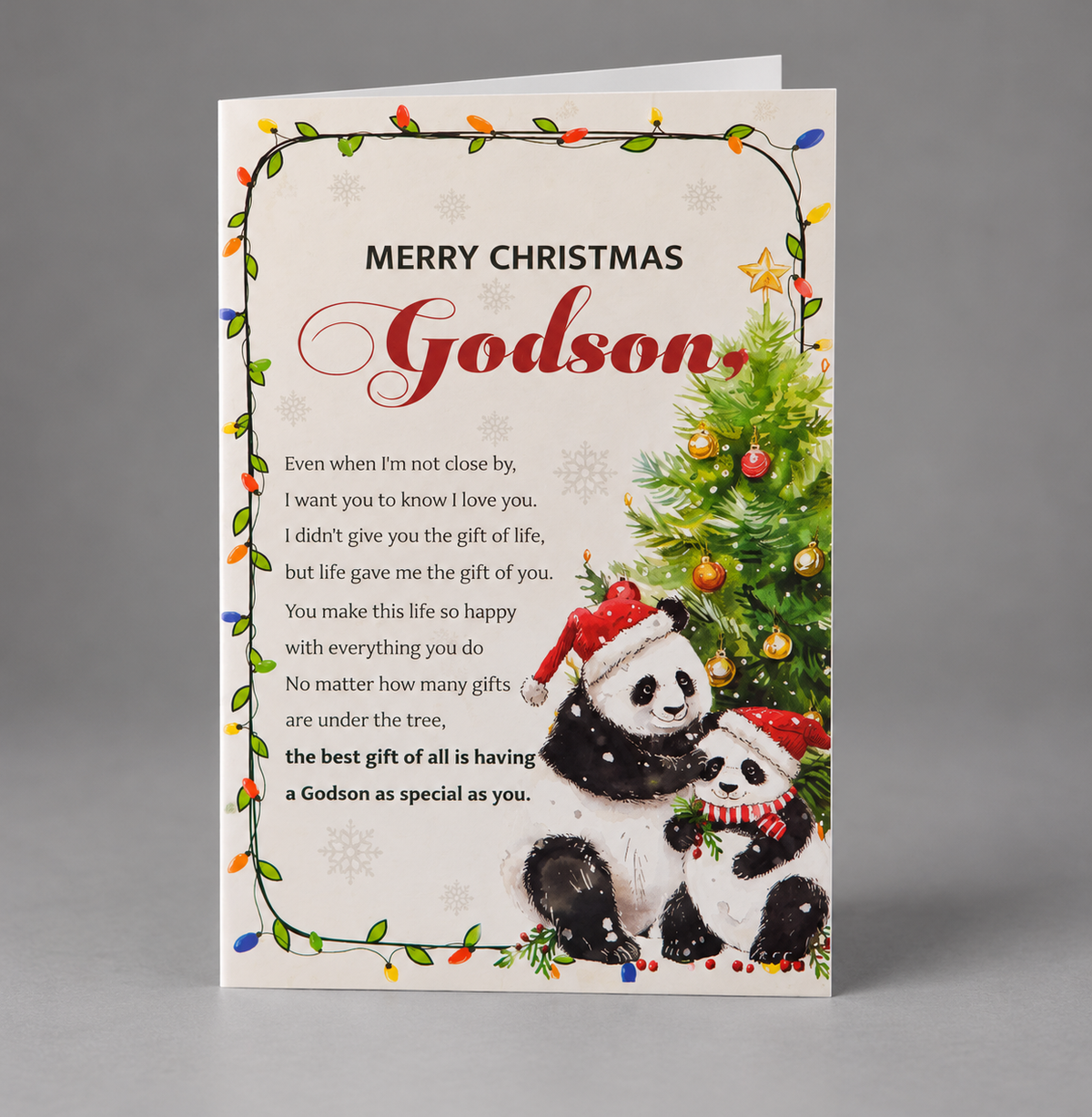 Christmas Card for Godson with Envelope and Seal – Loving Holiday Greeting to Celebrate Your Special Bond