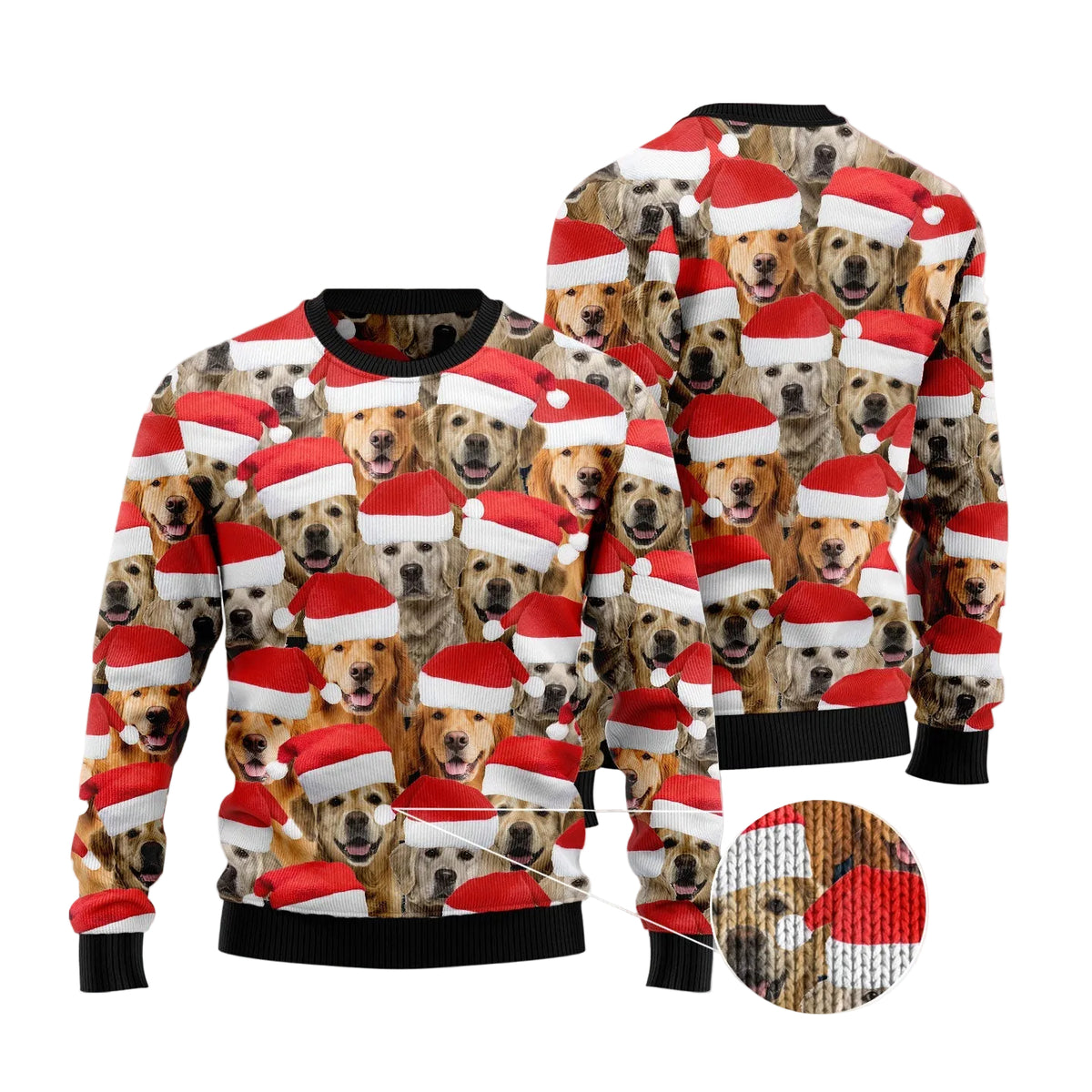 Golden Retriever Group Awesome Ugly Christmas Sweater, Unisex Holiday Party Outfit for Golden Retriever Owners