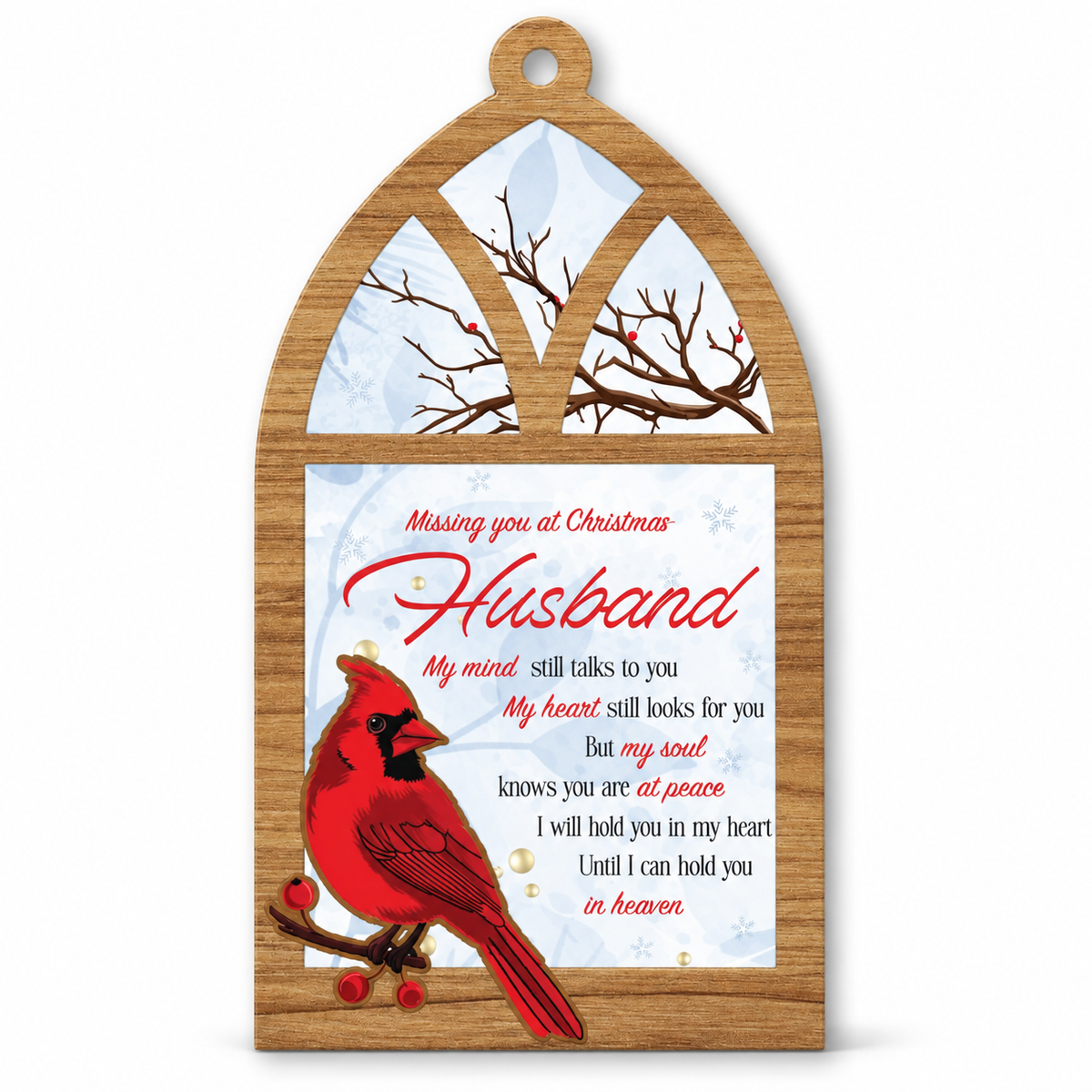 Husband Memorial Christmas Ornament, Cardinal Remembrance Keepsake, Sympathy Gift for Loss of Loved One