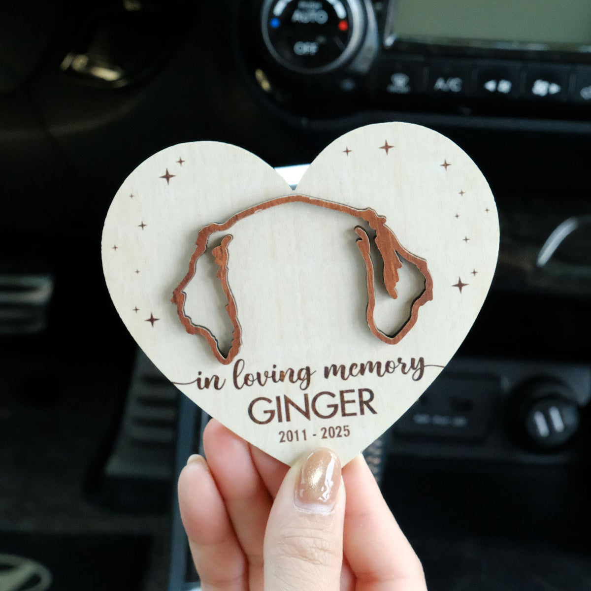 Memorial Dog Ears Wooden Car Visor Clip