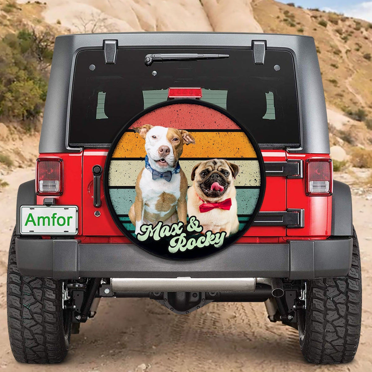 Custom Dog Photo Retro Style Spare Tire Cover