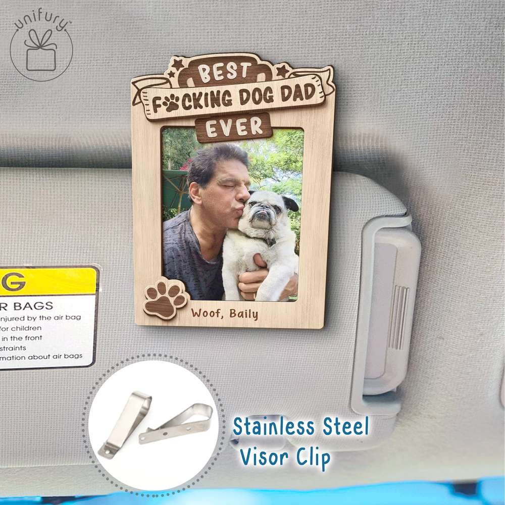 Custom Photo Best Dog Dad Ever Car Visor Clip