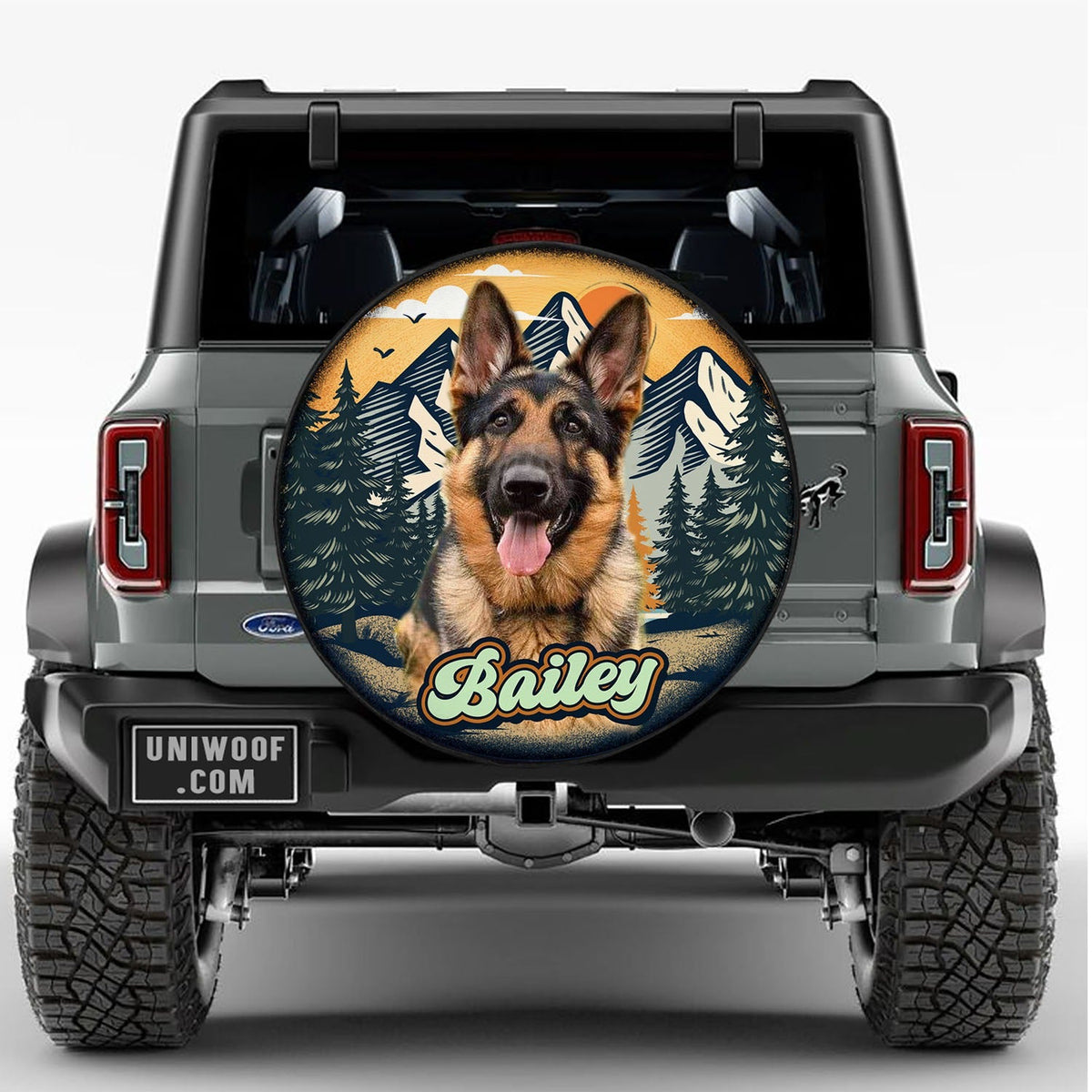 Custom Dog Photo Camping Hiking Spare Tire Cover Retro Style
