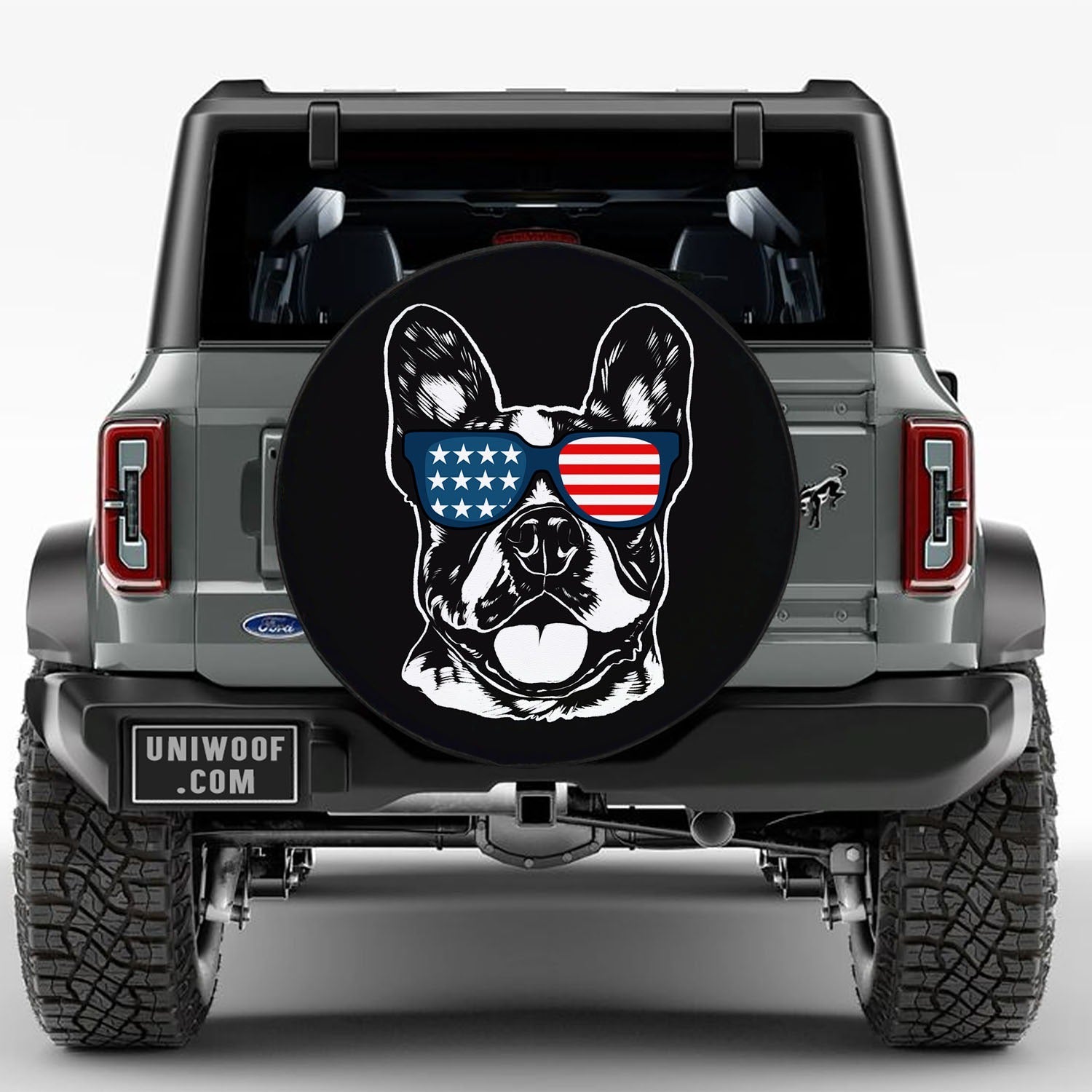 Custom Proud Patriotic Dog Photo Spare Tire Cover