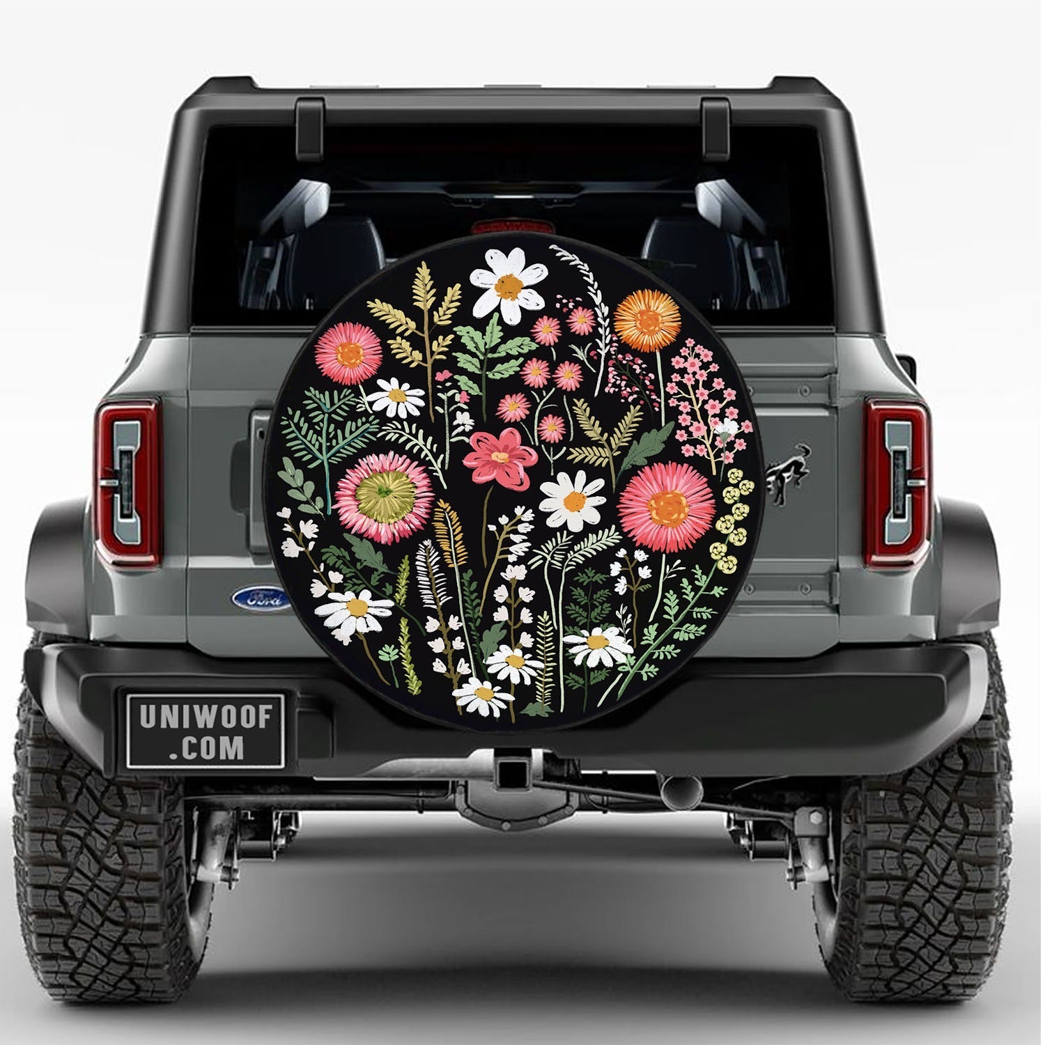 Floral Fixed-Design Spare Tire Cover