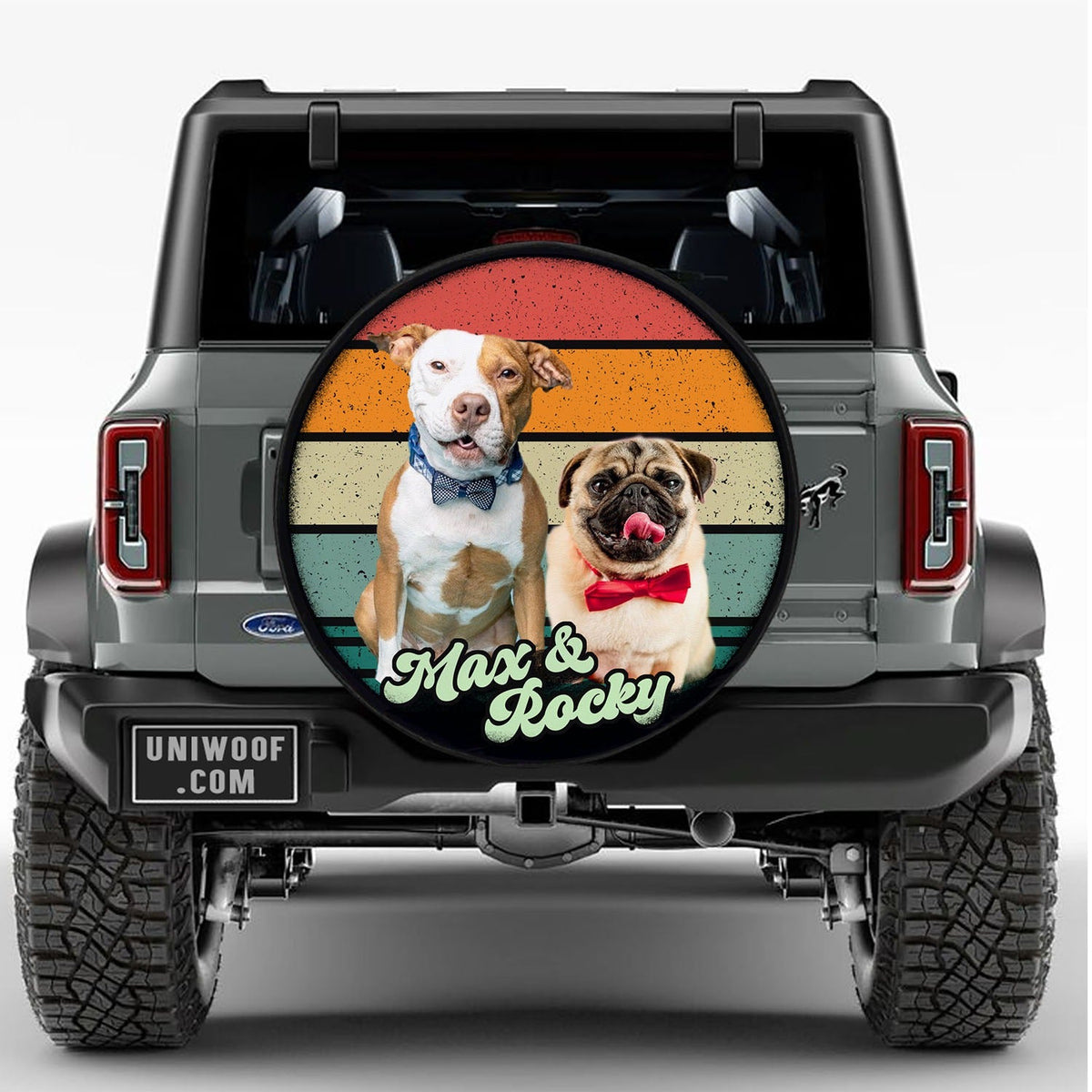 Custom Dog Photo Retro Style Spare Tire Cover