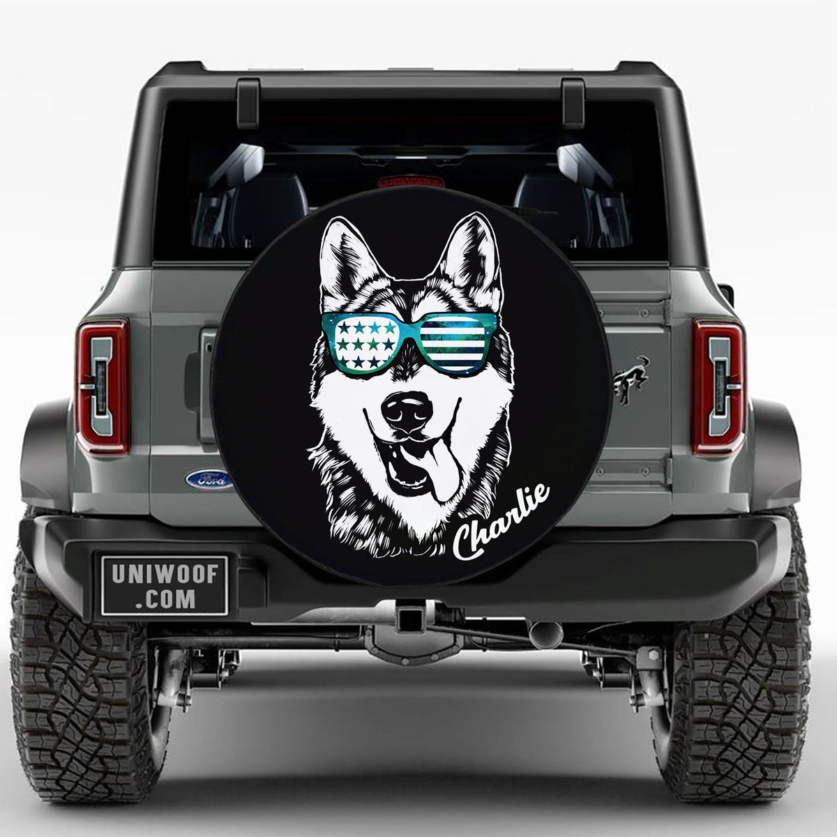 Custom Proud Patriotic Dog Photo Spare Tire Cover