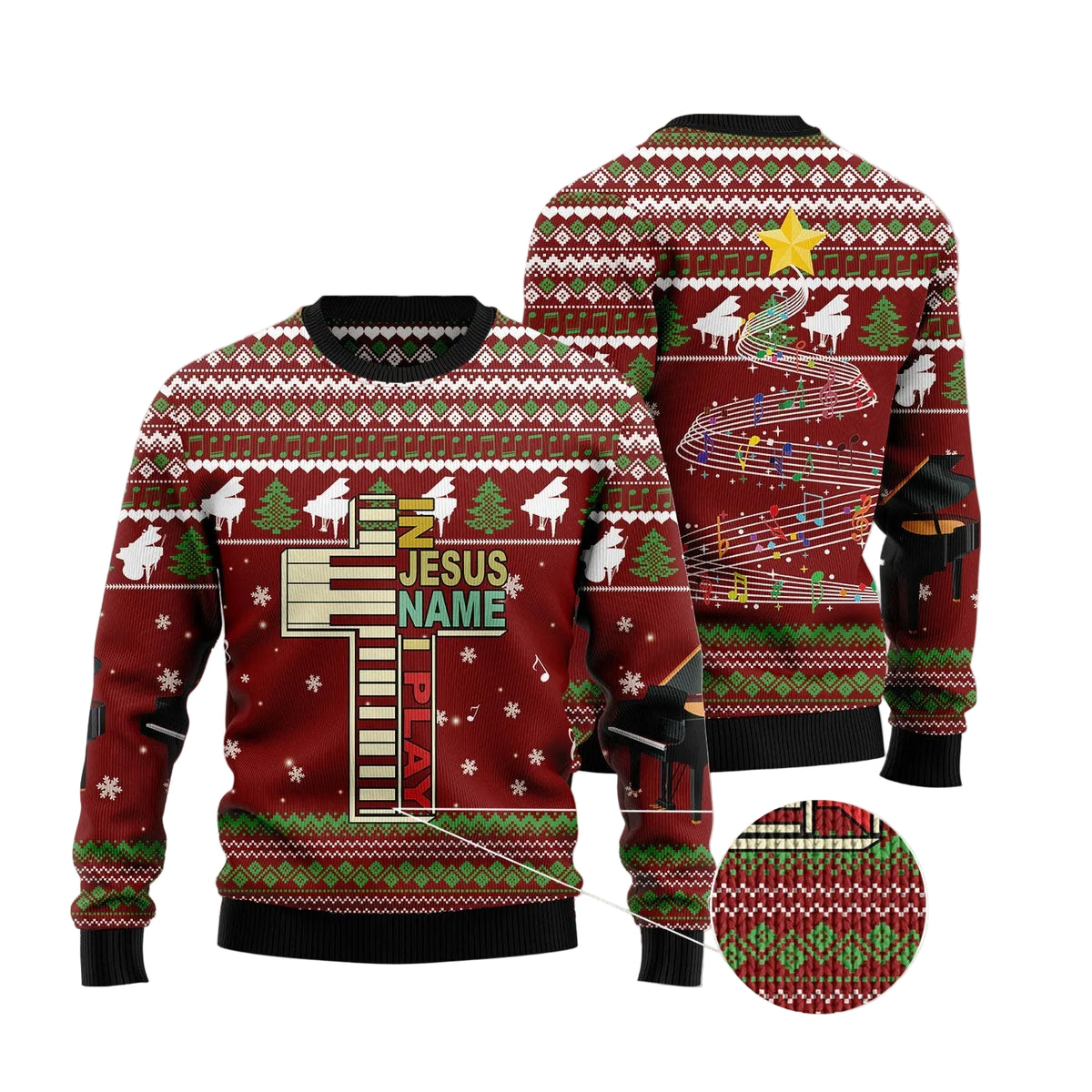 Piano I Play Ugly Christmas Sweater, Piano Music Art Holiday Pullover for Pianists and Music Teachers, Xmas Gifts
