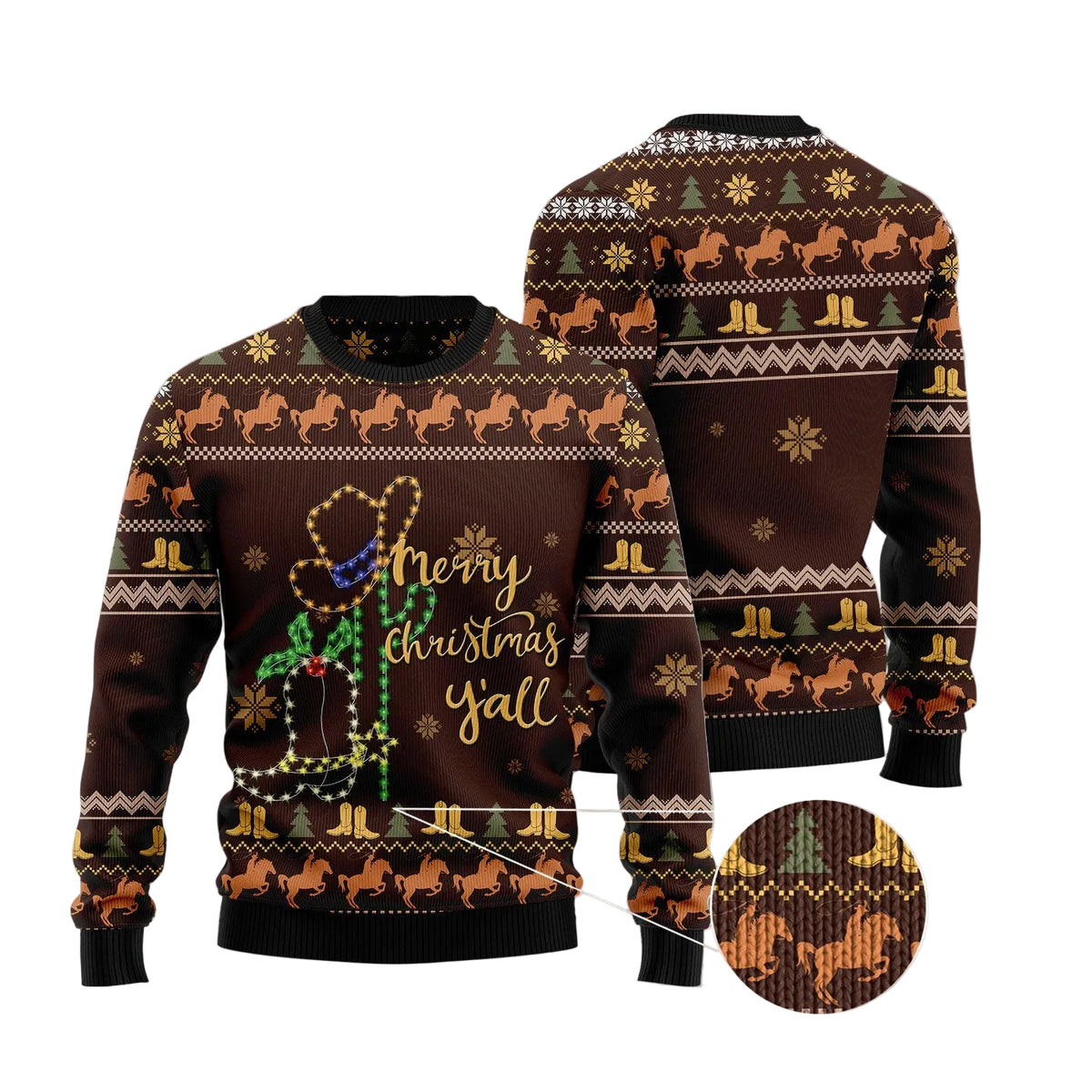 Christmas Cowboy Boots Ugly Christmas Sweater, Western Pullover for Country Music Fans, Fun Xmas Party Clothing