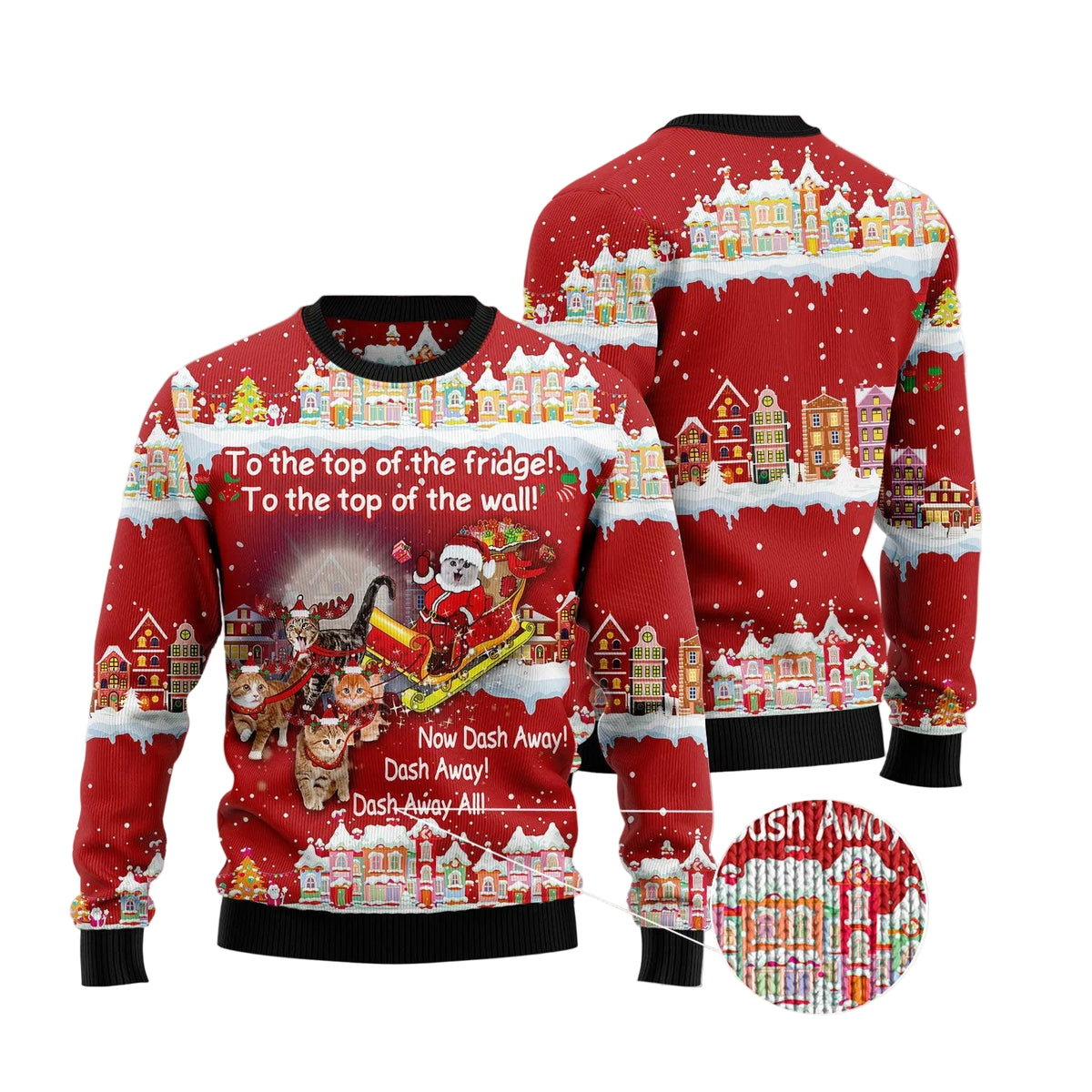 Cat Christmas Sleigh Ugly Christmas Sweater, Cat Lover Christmas Christmas Outfit for Parties and Family Photos