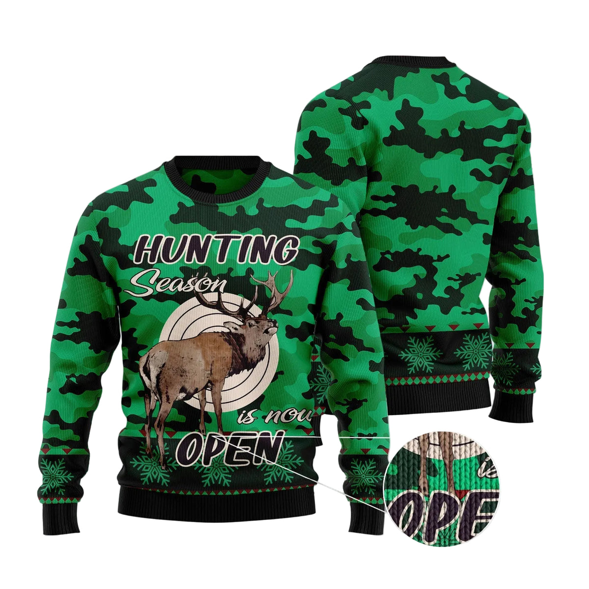 Hunting Season Ugly Christmas Sweater, Hunter Outdoors Holiday Outfit for Men and Women, Funny Xmas Party Gift
