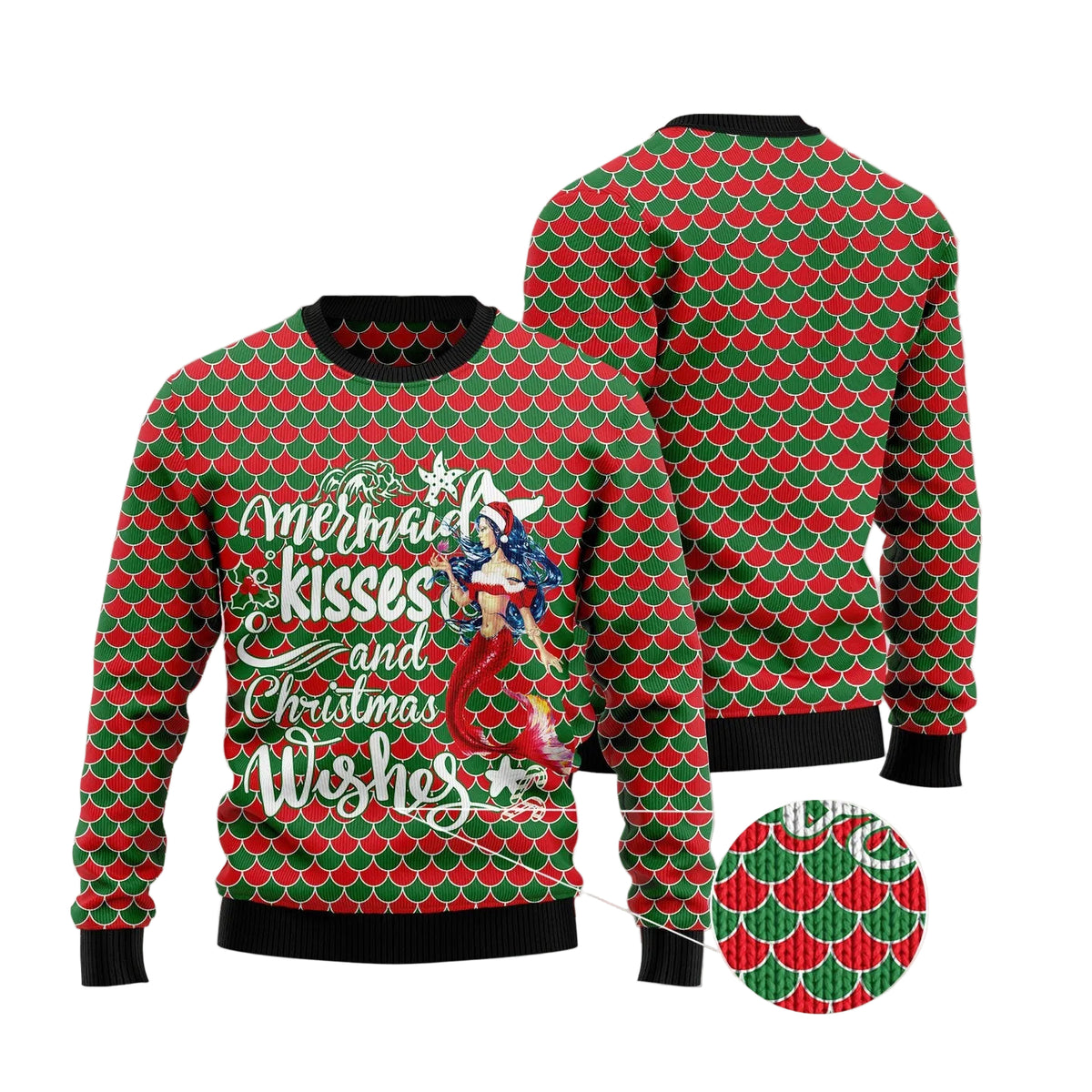 Mermaid Christmas Ugly Christmas Sweater, Festive Mermaid Holiday Print, Seasonal Gift for Mermaid Lovers