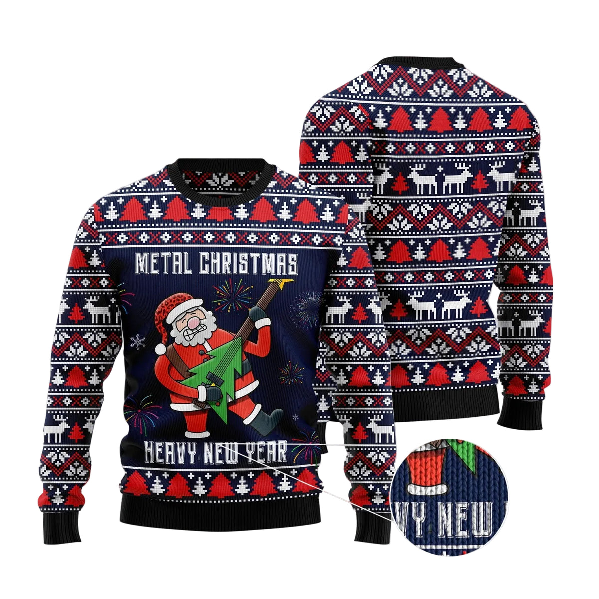 Metal Christmas Heavy New Year Ugly Christmas Sweater, Heavy Metal Music Funny Xmas Party Outfit, Holiday Gift
