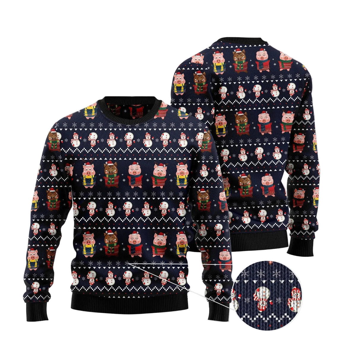 Cute Christmas Pigs Ugly Christmas Sweater, Pig Holiday Pullover for Farm Animal Fans, Fun Xmas Party Clothing