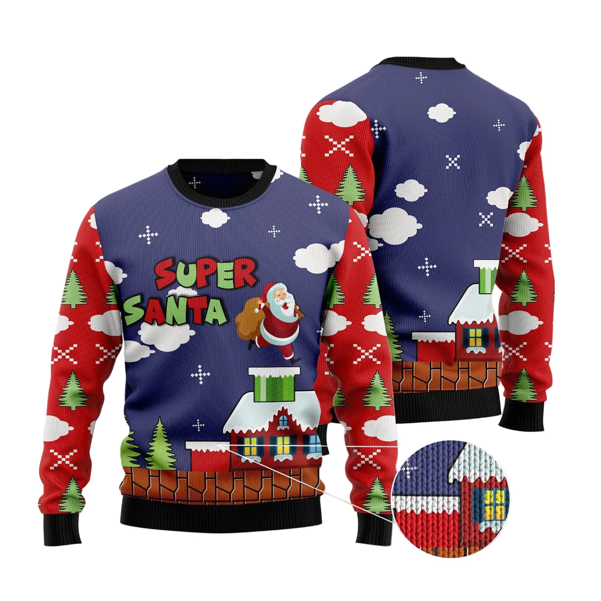 Super Santa Ugly Christmas Sweater | Plus Size Party Outfit for Christmas Fans | Holiday Gift and Party Apparel
