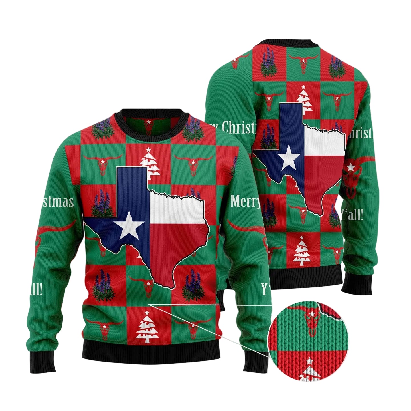 Merry Christmas Y'all Texas Ugly Christmas Sweater, Unisex Holiday Party Outfit, Gift for Texas and Western Lovers