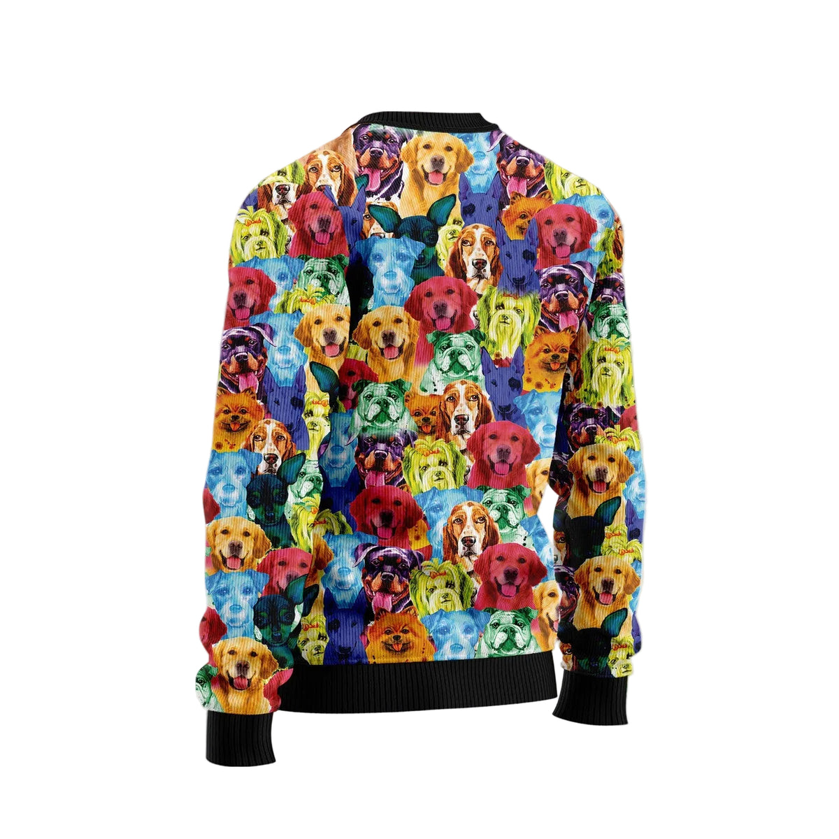 Colorful Dog Ugly Christmas Sweater, Rainbow Dog Art Holiday Pullover for Dog Moms and Pet Owners, Winter Holiday Gift