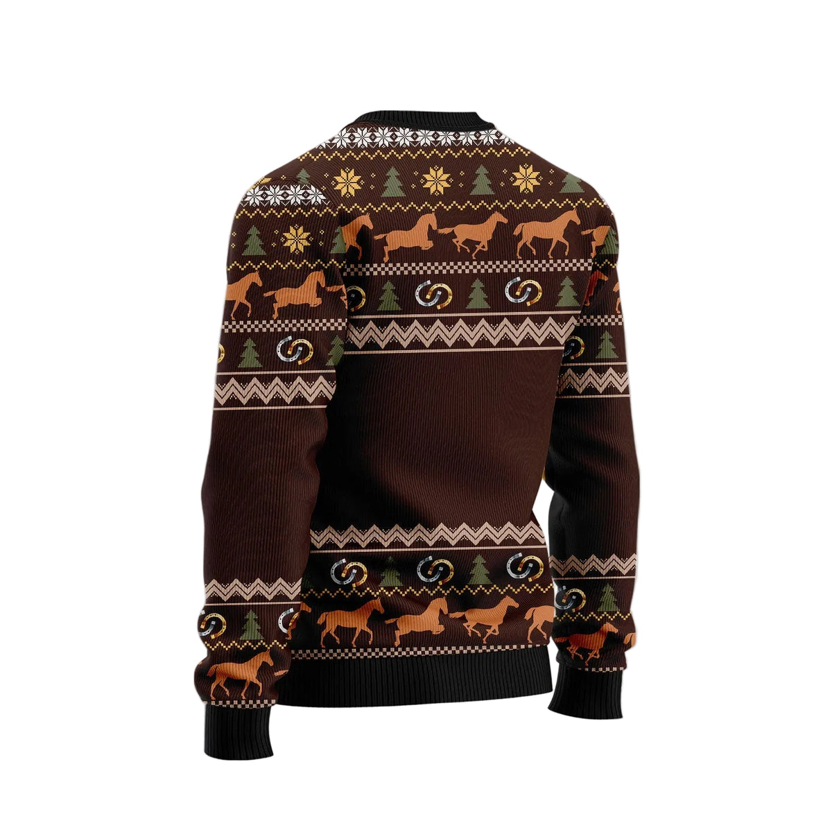 Horse Through Snow Ugly Christmas Sweater, Snowy Winter Horse Holiday Pullover for Equestrians and Horse Lovers