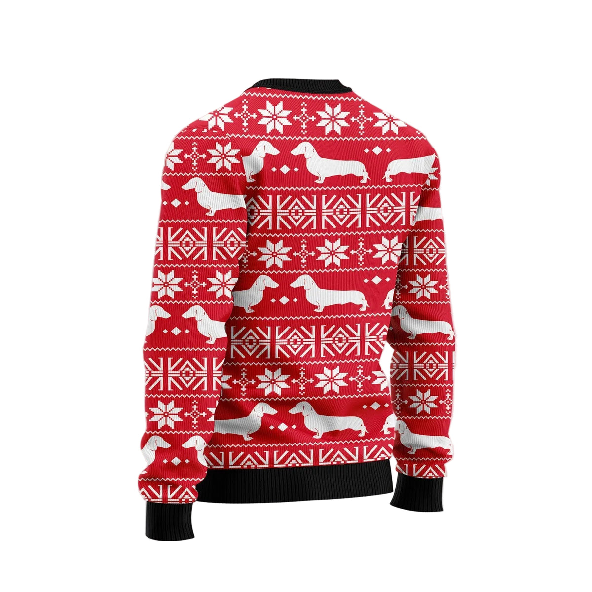 Dachshund Red Christmas Pattern Ugly Christmas Sweater, Red Wiener Dog Art Pullover for Dachshund Owners and Pet Parents