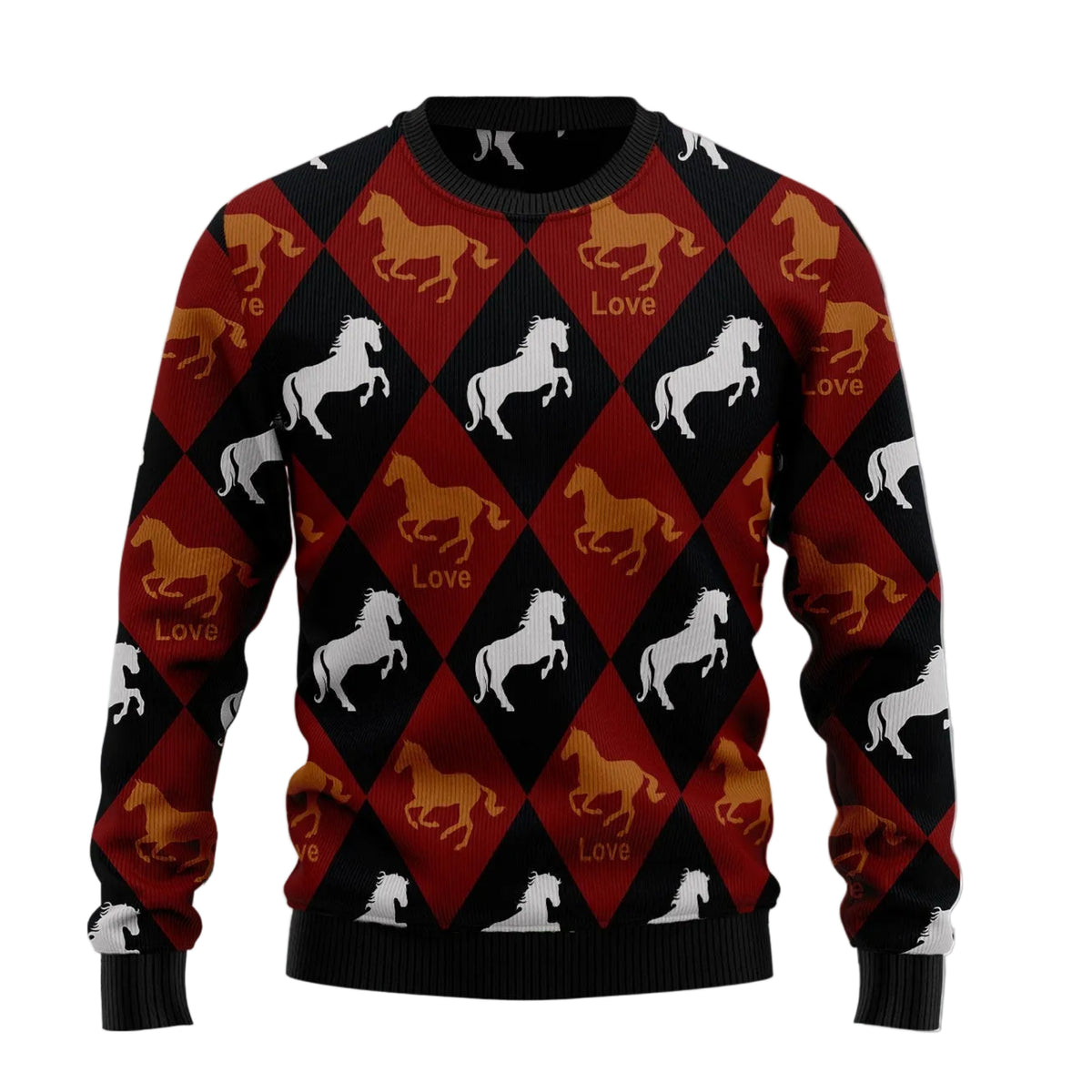 Horse Love Ugly Christmas Sweater, Horse Lover Christmas Party Outfit, Funny Xmas Gift for Family and Friends