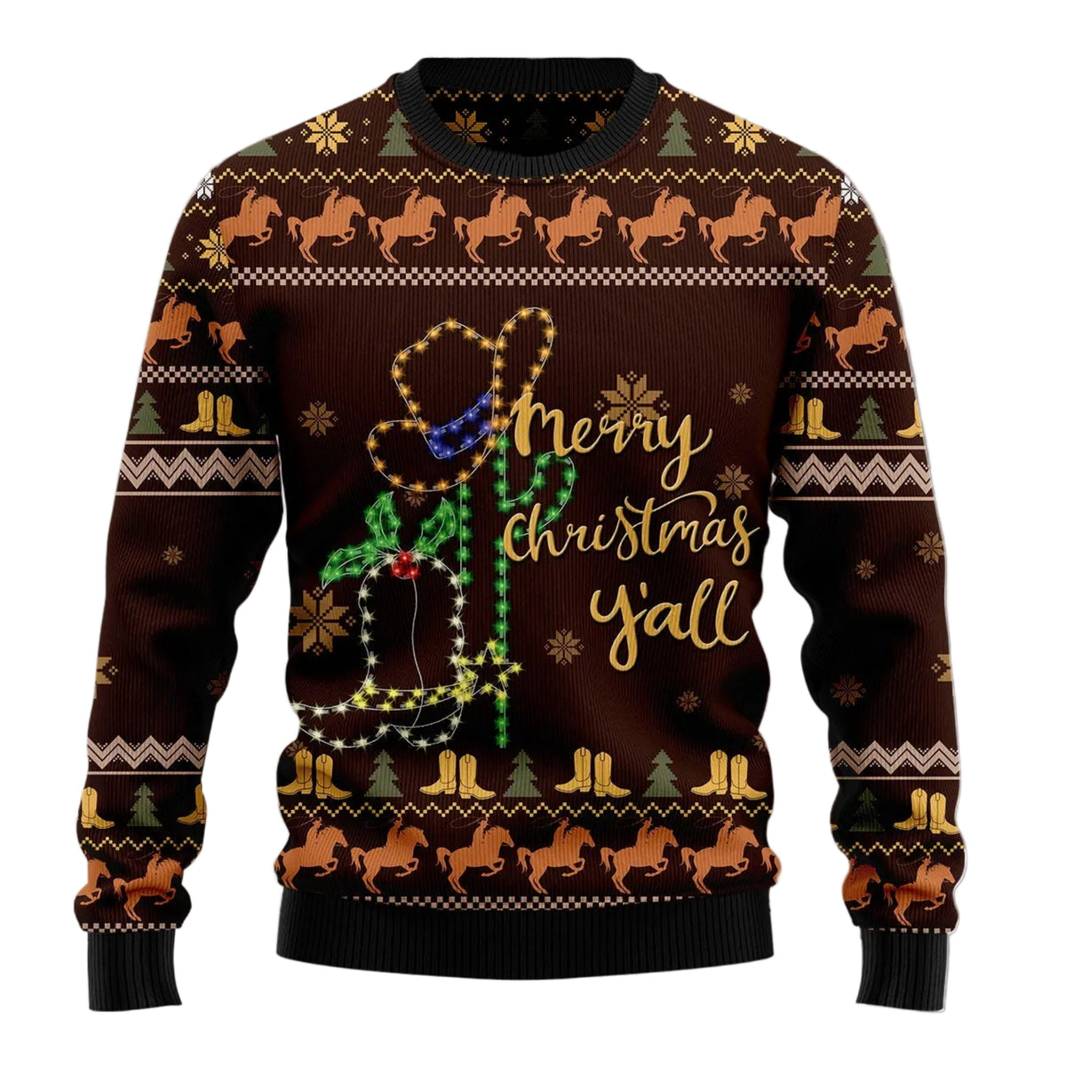 Christmas Cowboy Boots Ugly Christmas Sweater, Western Pullover for Country Music Fans, Fun Xmas Party Clothing