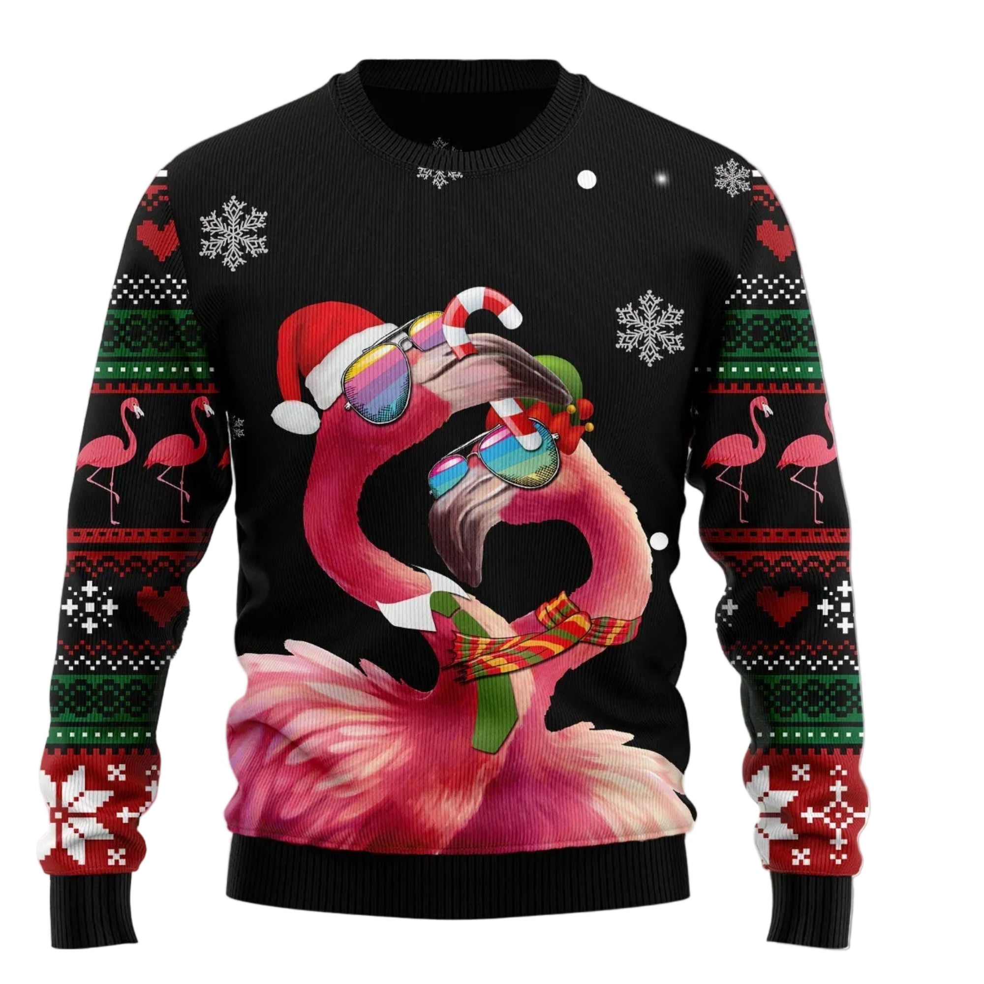 Flamingo Couple Ugly Christmas Sweater for Men and Women, Festive Holiday Outfit for Flamingo Lovers And Couples