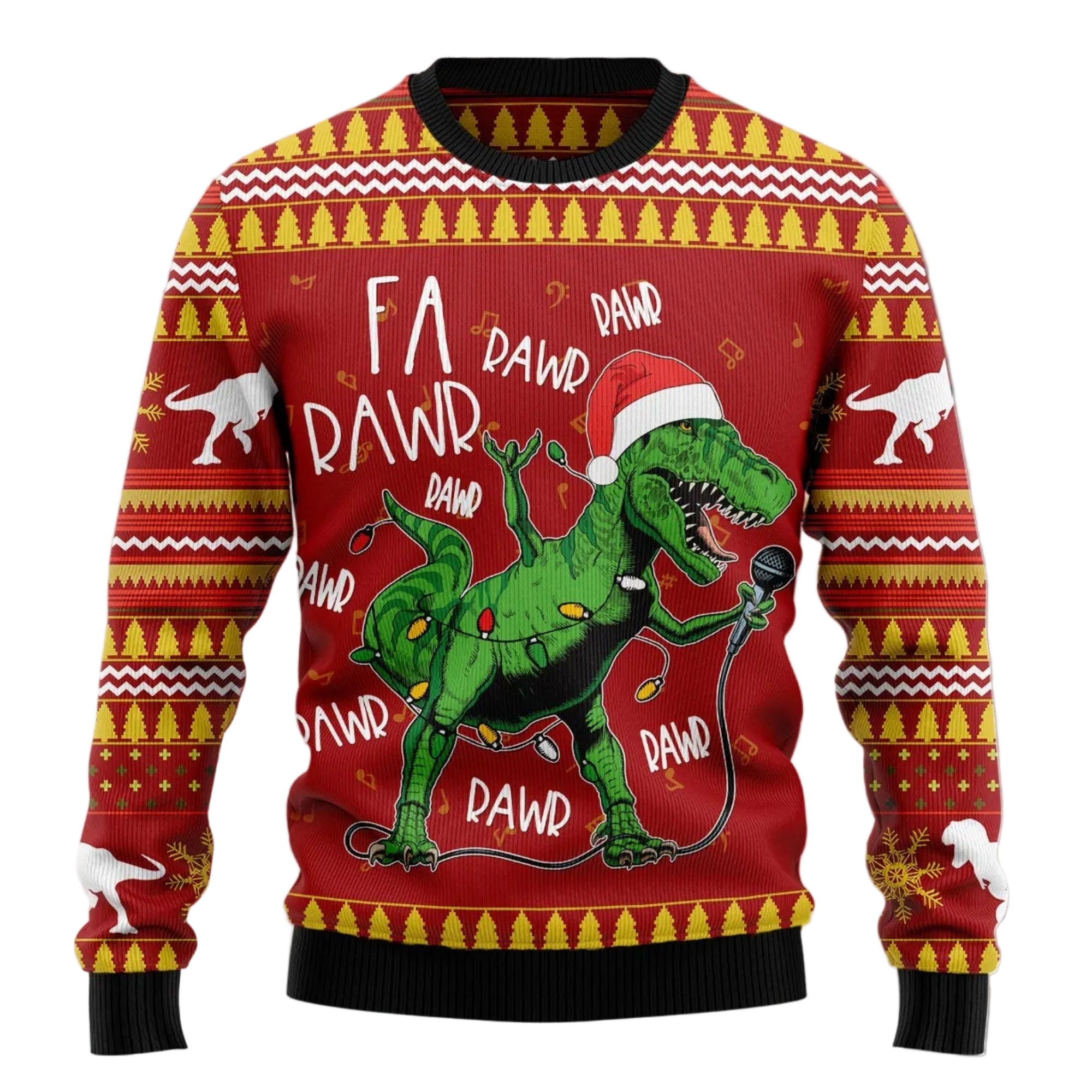 Singing Christmas Dinosaur Ugly Christmas Sweater, Funny Dino Holiday Pullover, Christmas Gatherings and Parties