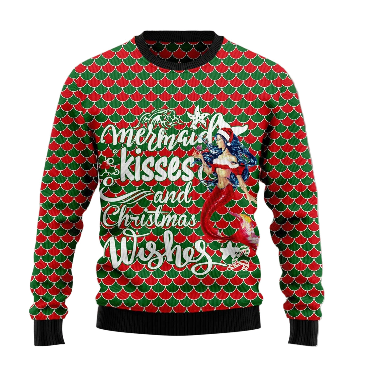 Mermaid Christmas Ugly Christmas Sweater, Festive Mermaid Holiday Print, Seasonal Gift for Mermaid Lovers