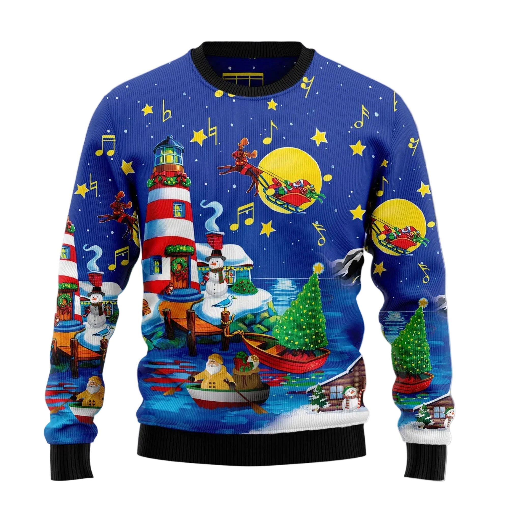 Christmas Lighthouse Ugly Christmas Sweater, Festive Party Outfit for Lighthouse Lovers and Coastal Decor Fans