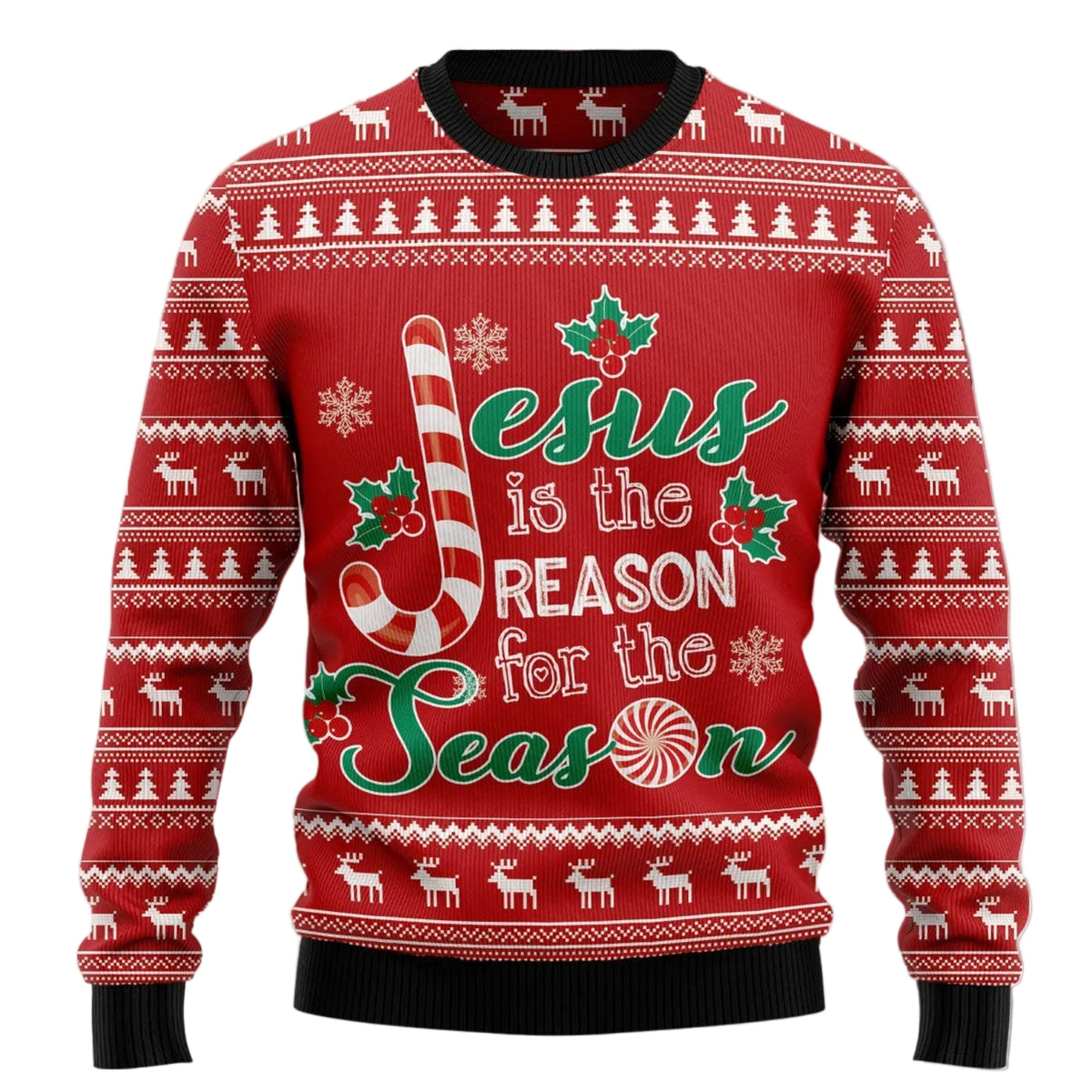 Jesus Is The Reason For The Season Ugly Christmas Sweater for Men Women, Funny Holiday Party Outfit, Festive Xmas Gift