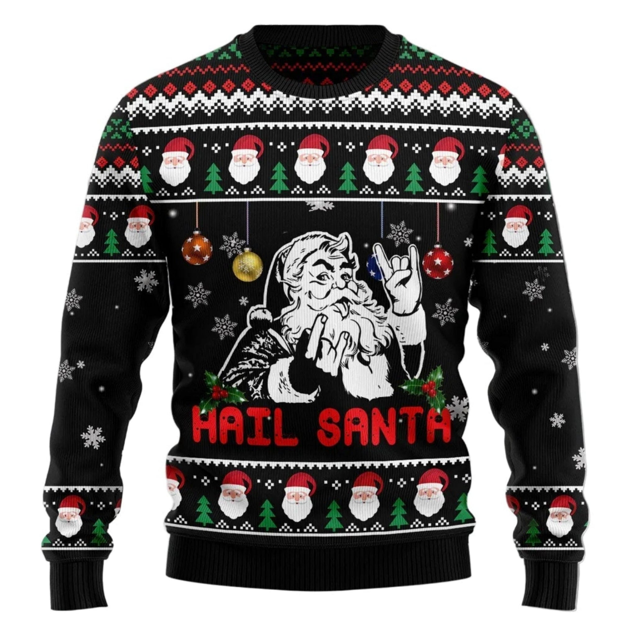 Hail Santa Ugly Christmas Sweater, Funny Santa Christmas Sweater, Alternative Holiday Gift for Men and Women