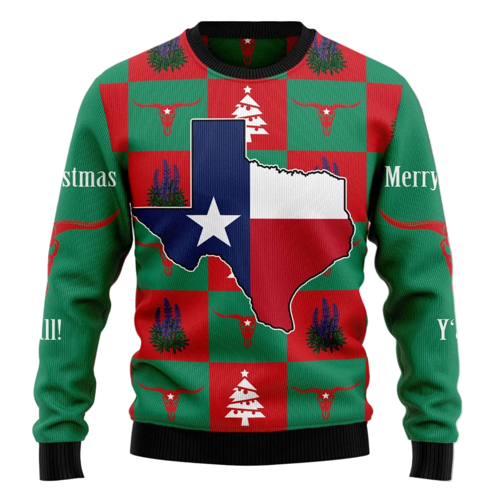 Merry Christmas Y'all Texas Ugly Christmas Sweater, Unisex Holiday Party Outfit, Gift for Texas and Western Lovers