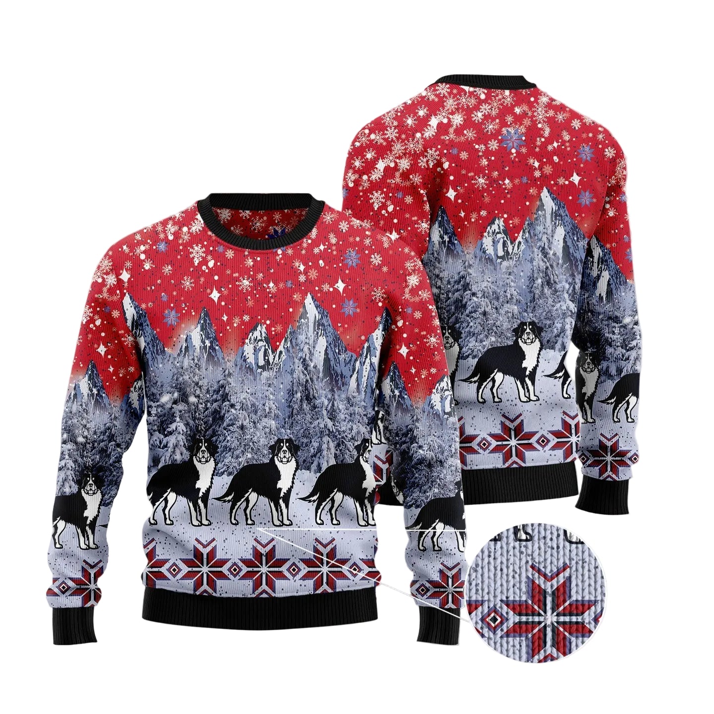 Bernese Mountain Dog Snow Ugly Christmas Sweater, Unisex Holiday Party Outfit, Fun Gift for Bernese Dog Lovers