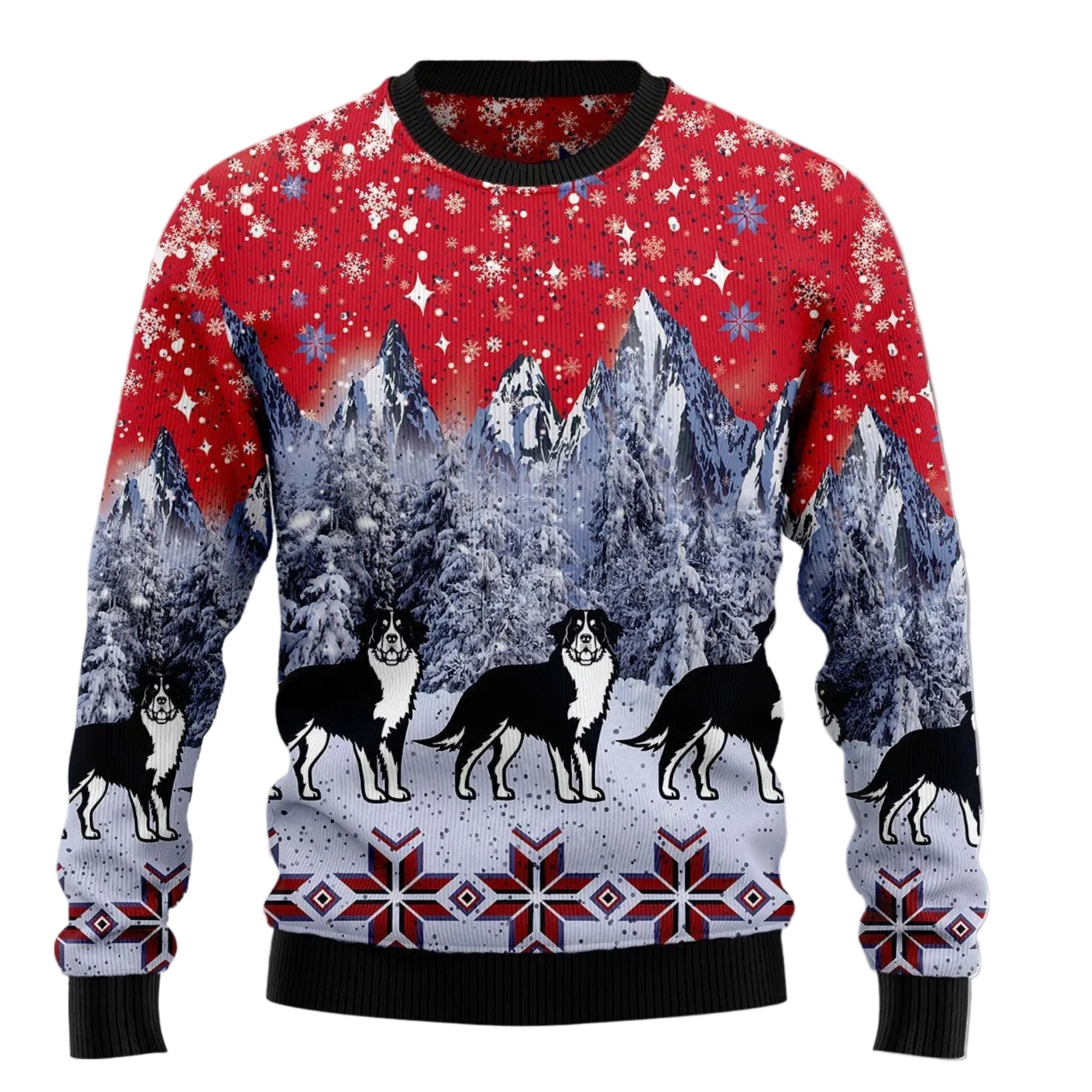 Bernese Mountain Dog Snow Ugly Christmas Sweater, Unisex Holiday Party Outfit, Fun Gift for Bernese Dog Lovers