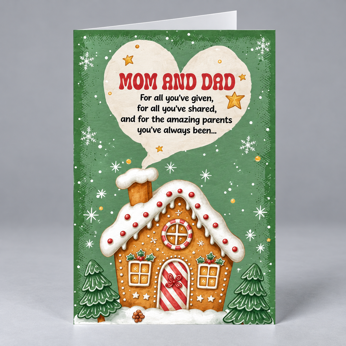 Christmas Card for Parents with Premium Envelope – Festive Mom and Dad Holiday Greeting Keepsake