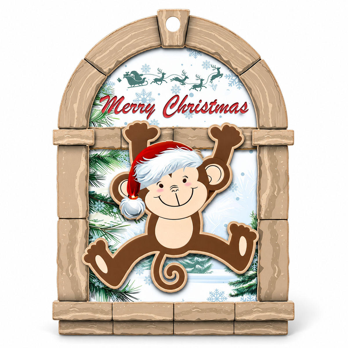 Monkey Christmas Ornament, Cute Animal Tree Decor, Holiday Keepsake Gift for Monkey Lovers and Wildlife Fans