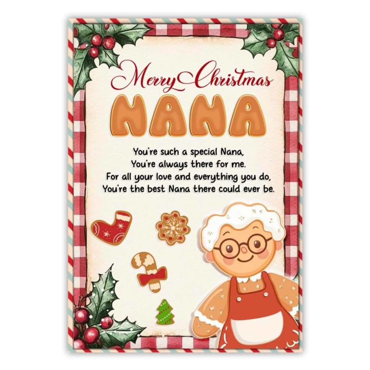 Christmas Card for Nana with Premium Envelope – Loving Holiday Message and Heartfelt Grandma Keepsake