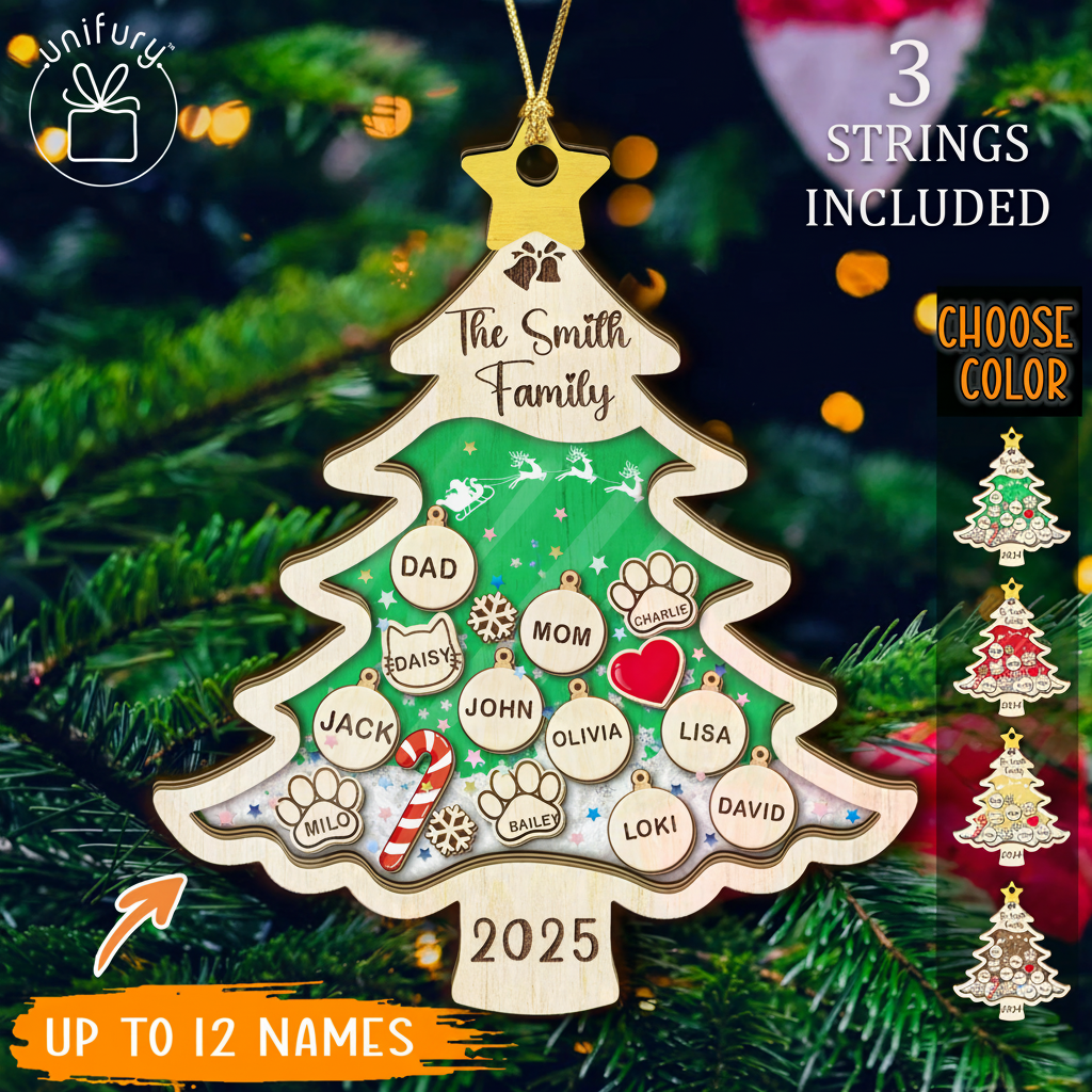Custom Christmas Tree Family 4D Shake Ornament