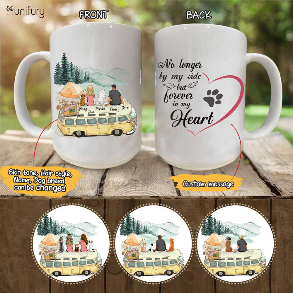 Personalized dog mug gifts for dog lovers - DOG & COUPLE - CUSTOM MESSAGE - Camping - 2355