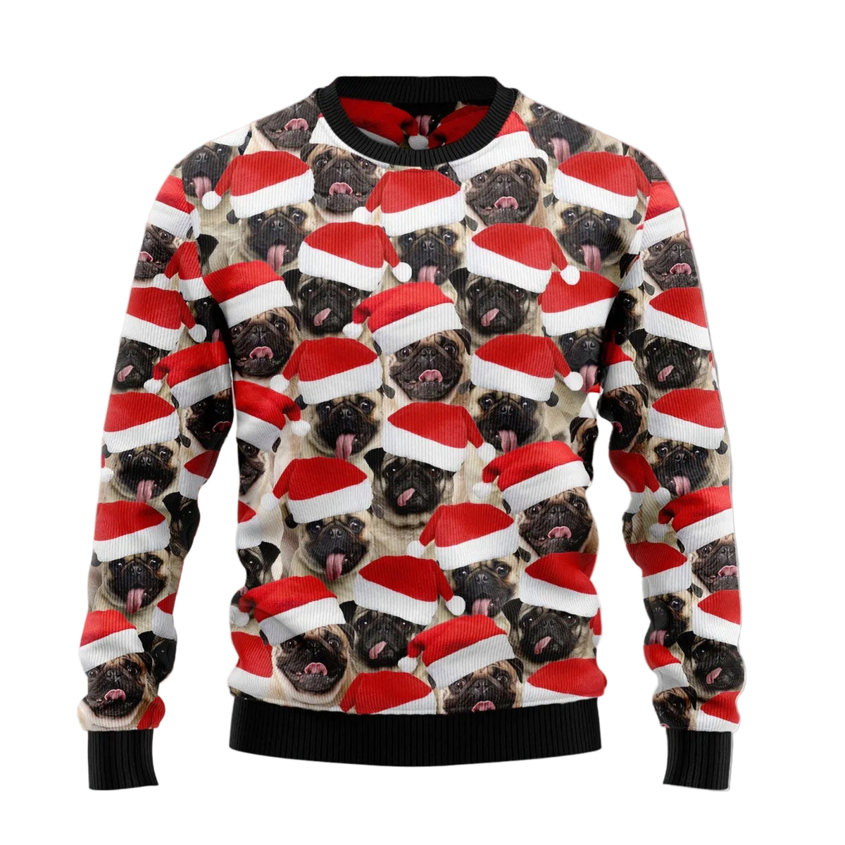 Pug Group Awesome Ugly Christmas Sweater, Pug Dog Group Print for Men and Women, Festive Christmas Party Outfit