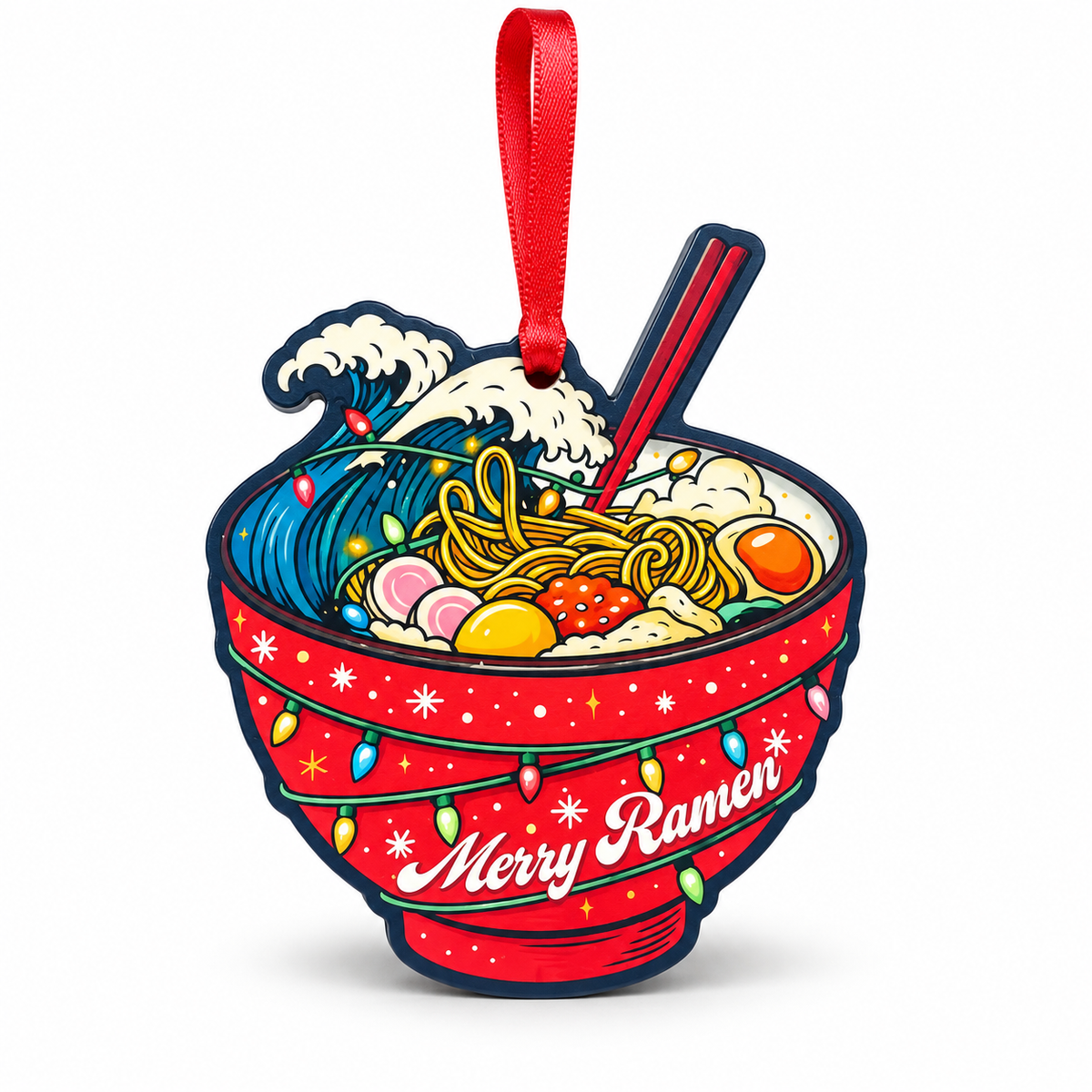 Ramen Christmas Ornament, Wood and Acrylic Tree Decor, Cute Japanese Food Gift for Foodies, Ramen Lovers and Asian Food Fans